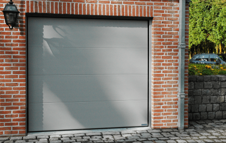 Porte de garage woodgrain non ligné - RAL 7001